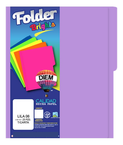 Folder Tamaño Carta Colores Brillantes 25 Pzas Color Lila