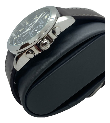 Reloj Victorinox Infantry Cronógrafo 241567 Caja 40 Mm Correa Café Bisel Plateado Fondo Negro