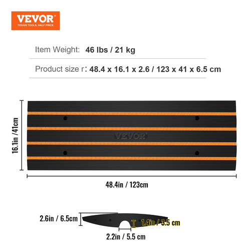 Rampas De Goma Para Bordillos 15000 Kg 6.6 Cm De Alto