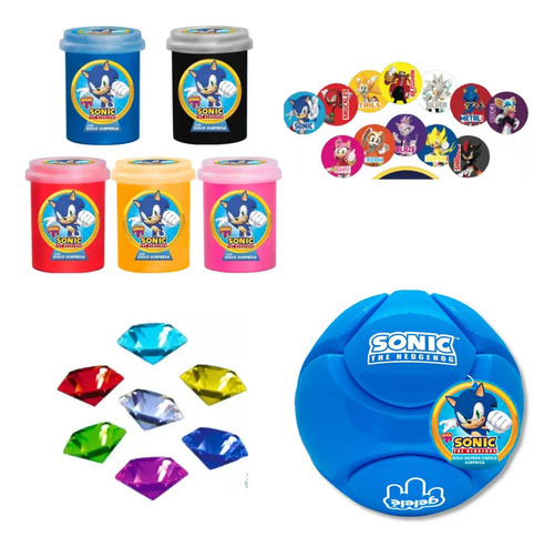 Gelelé Sonic Bola Quebra Cabeça 1und + Slime Com Disco 1und