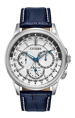 Reloj Citizen Hombre Eco-drive Clasico Con Calendario Color de la correa Azul marino Color del fondo Blanco