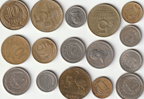 M617 Uruguay Lote De 16 Monedas Excelentes P/clasificar