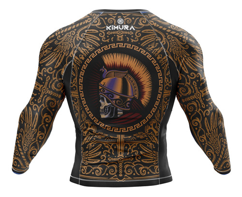 Imagem 3 de 4 de Rashguard Jiu Jitsu Luta Guerreiro Espartano Caveira Kimura