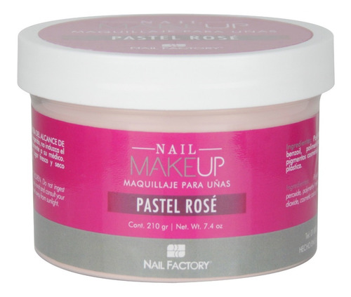 Polvo Acrílico Make Up Pastel Rose 7.4oz/210gr. Nail Factory