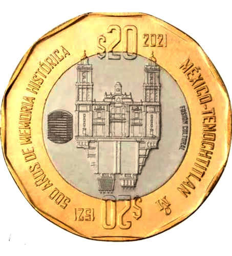 Moneda De 20 Pesos 500 Años Tenochtitlan Nueva Sin Circular 