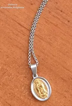 Comprar Dije Virgen De Guadalupe Acero Quirúrgico Combinado + Cadena