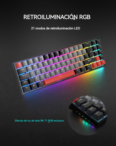 P Teclado Mecânico Sem Fio Rk Royal Kludge Rk71 2.4g