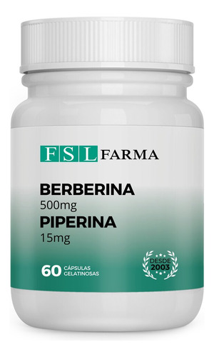 Berberina 500mg + Piperina (pimenta Preta) 15mg 60 Cáps.