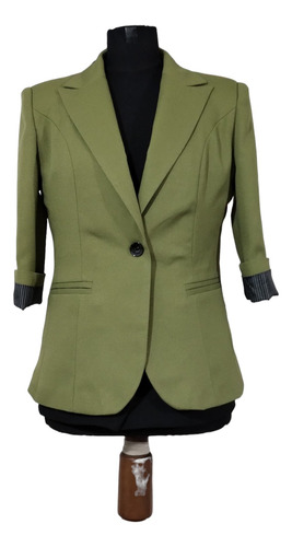 Saco Blazer Forrado Manga 3/4 Crepe Elastizado 