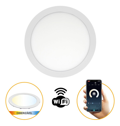 Plafon Embutir Redondo 18w Dimerizável Smart Wifi Gaya Cor Branco 110V/220V