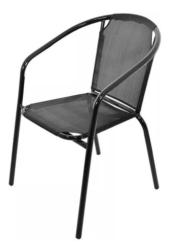 Silla Sillon Caño Tela Textilina Negra Jardin Exterior LG