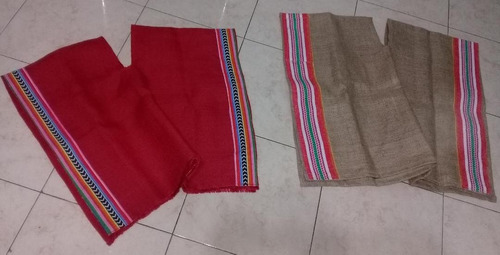 Poncho Arpillera Rojo - Beige Coya De Niño 