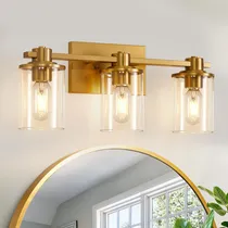 Comprar Lamparas De Bano Doradas Para Tocador, 3 Luces, Apliques De