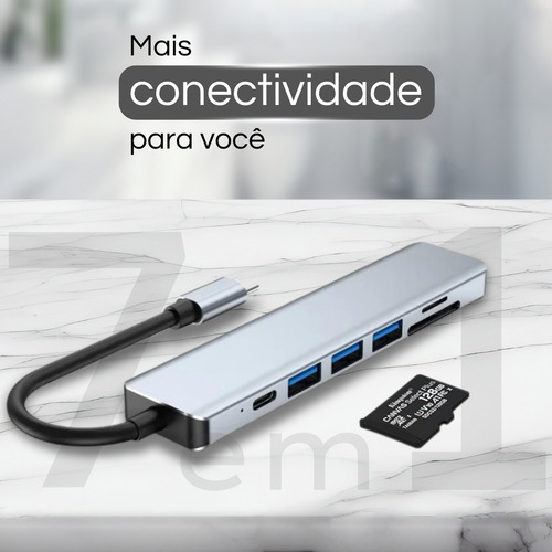 POLARES ZEN1 Adaptador Macbook Hub Usb-c Air M1 M2 Dex Hdmi 4k 7 Em 1 Polares
