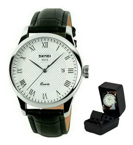 Relógio Skmei De Luxo Original Pulseira Couro Modelo 9058