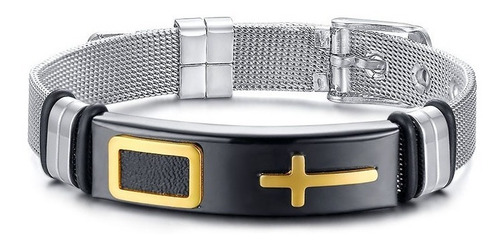 Imagem 2 de 5 de Pulseira Masculina Bracelete Cruz