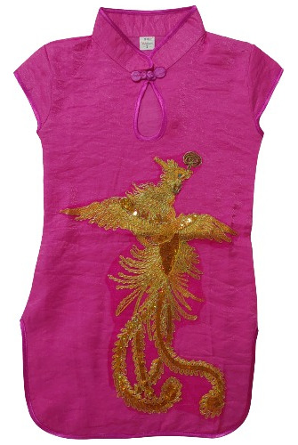 Vestido Infantil Fênix Pink - Gola Com Abertura Em Gota