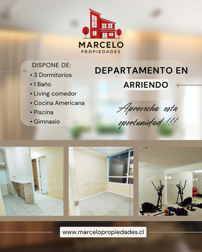 Arriendo Departamento 3d+1b. Comuna De La Cisterna
