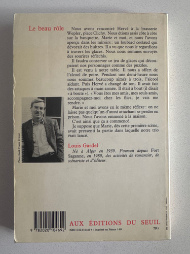 Le Beau Rôle. Louis Gardel. (frances) (Usado)