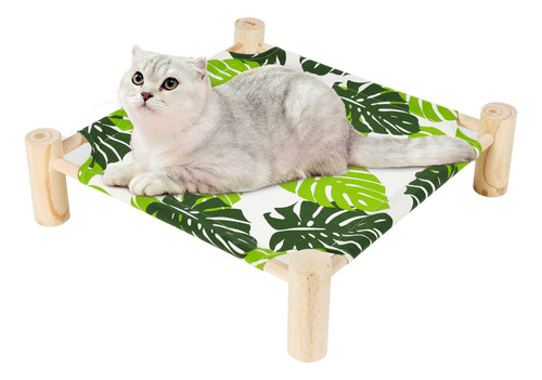 Cama Hamaca De Madera Para Gatos Y Perros Interior/exterio