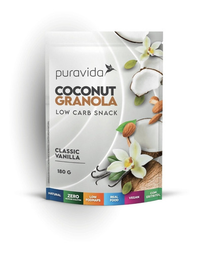 Coconut Granola Puravida 180g Vegan Sabor Classic Vanilla