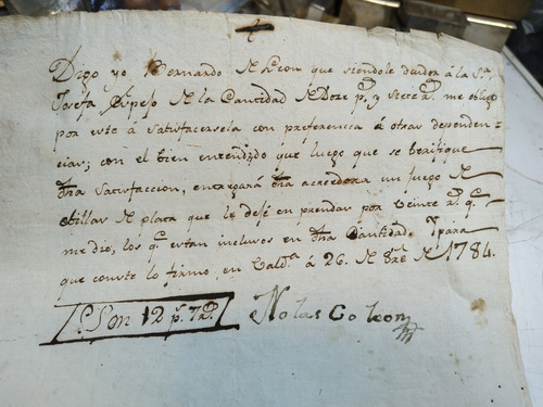 Documentó Antiguo 1784 (Usado)