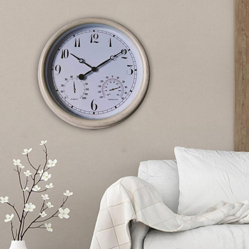 Reloj De Pared Con Termómetro Higrómetro Reloj Redondo Sin