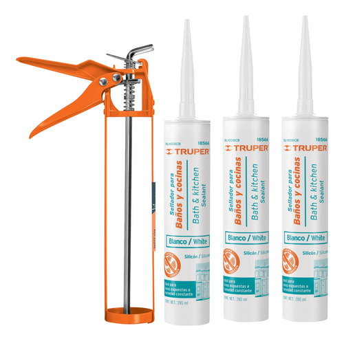 Combo Silicona Blanca 280 Ml 3 Unidades + 1 Aplicador