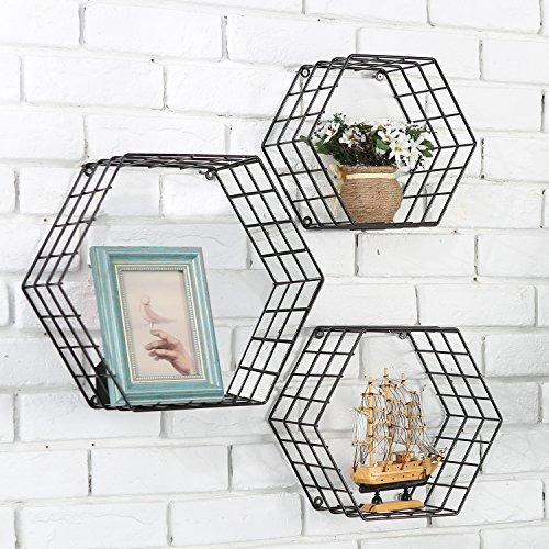 Mygift Metal Wire Hexagon Design Estantes Montados En La