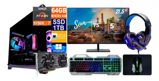 Pc Gamer Ryzen 7 5700x 1tb 64gb Rtx 3060ti 8gb + Monitor 21p