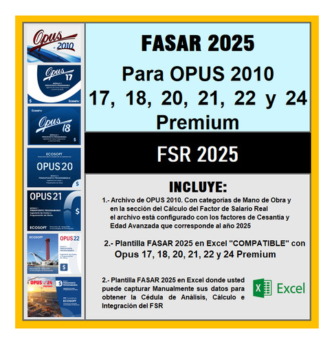 Fasar 2025 Para Opus 2010, 17, 18, 20, 21, 22 Y 24 Premium