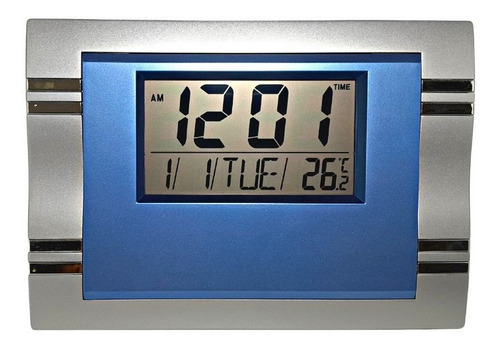 Relógio Digital Parede Mesa Despertador Termômetro 6605 Cor Da Estrutura Azul