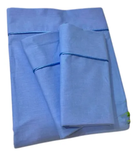 comprar Juego De Sábanas 200 H Algodón Nacional Azul Placido 2plz