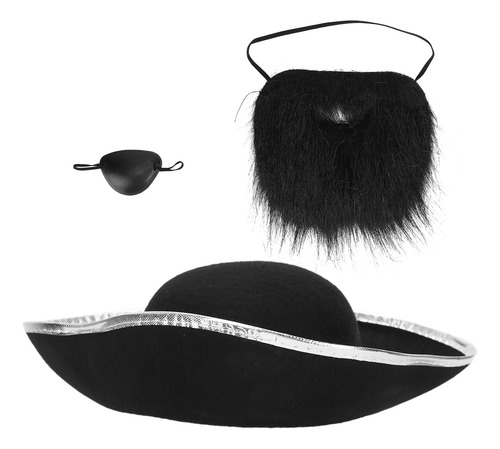 Disfraz De Pirata Con Bigotes Falsos, Sombrero, Parche Para