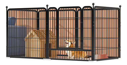 Recinto De Metal Negro Autosoportante Para Perros - Encierro De Hierro Resistente Para Interiores Para Razas Pequeñas A Medianas, Ensamblaje Fácil, 120x60x60cm - Ideal Para Corgis, Teddy Y Perros