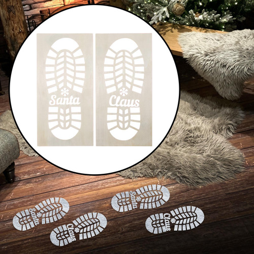 Plantilla Navideña Con Forma De Huella De Papá Noel, Bota De