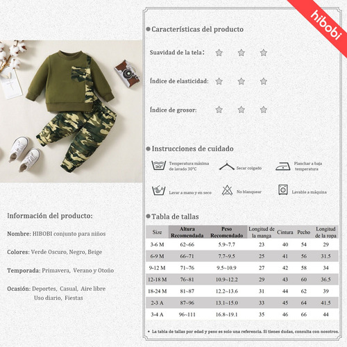 Conjunto Bebé Estilo Militar Y Estampado De Camuflaje Verde Verde Oscuro 9-12 M
