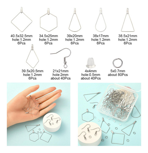 196x Kit Para Hacer Aretes Geometría Abalorios Aros Para