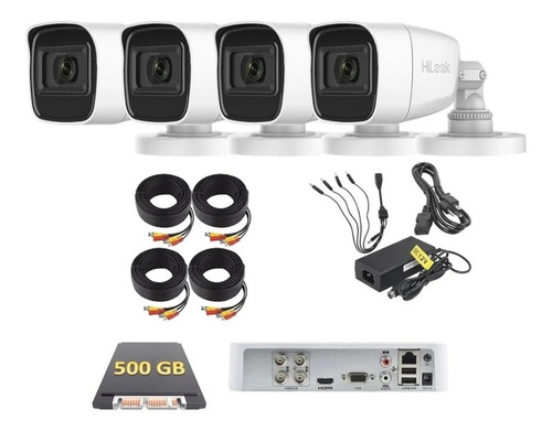 Kit Hilook 2mp 4 Camaras Con Microfono Disco De 500gb