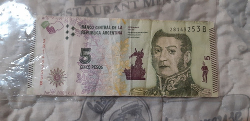 Billete De 5$, De Curso Legal Nacional Hasta El 2008 (Usado)