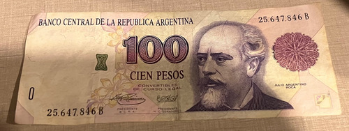 Billete 100 Pesos Roca Primer Impresión Años 90 (Usado)