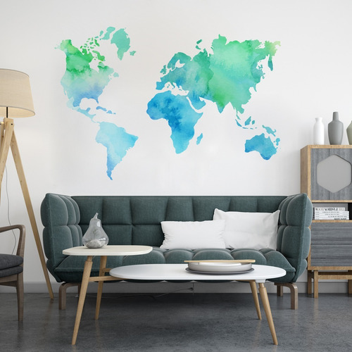 Imagen 3 de 3 de Vinilos Decorativos Planisferio Mapa Viajes Acurela 60x90cm