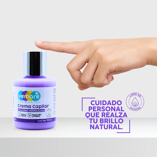Crema Capilar Colágeno Hidrolizado Vemare Hidratación 100ml