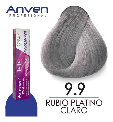 15 Pzas Anven Tinte En Crema 9.9 Rubio Platino Claro Tono Plata