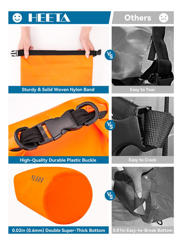 Bolsa Impermeable Heeta De 5 Litros For Viajes, Natación, C