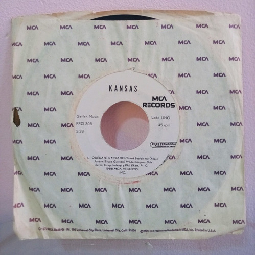 Kansas Stand Beside Me Vinil Ep 45 Rpm Casi Nuevo Promo