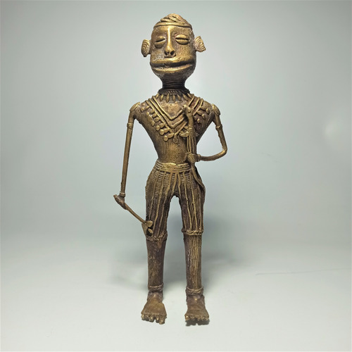 Muy Antigua Figura Africana En Bronce Hecha A Mano.