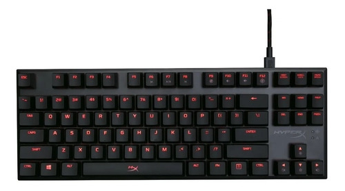 Teclado gamer HyperX Alloy FPS Pro QWERTY inglés US color negro con luz roja