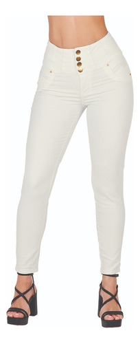 Pantalón Dama Casual  Alto Corte Colombiano Blanc0 070-20