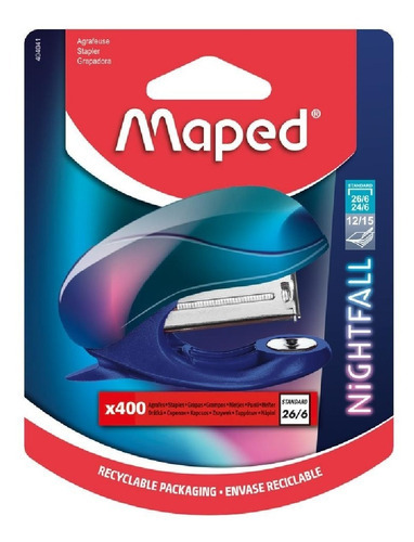 Imagen 1 de 3 de Abrochadora Mini Nightfall Blister Standard 26/6 X400 Maped Color Azul Marino